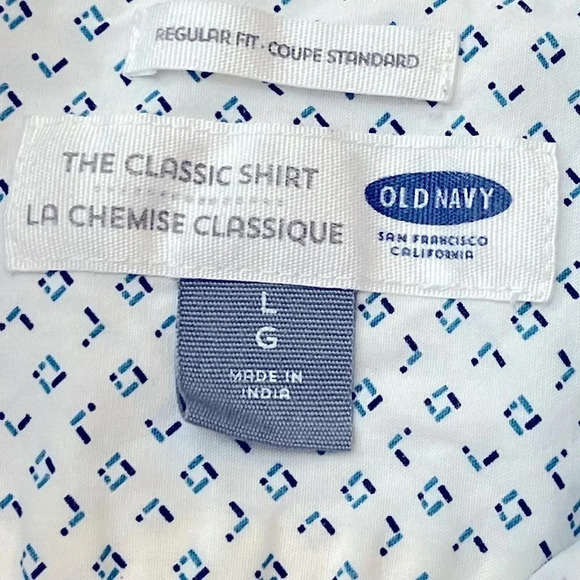 Old Navy Long Sleeve Cotton Button Down‎ Shirt Regular Fit Mens Large Light Blue - Picture 5 of 7